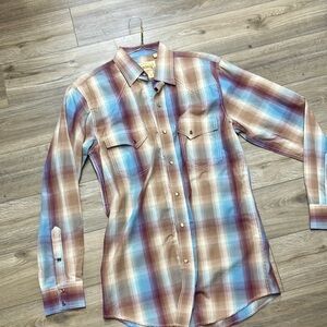 Men's Plaid Shirt - Blue and Brown